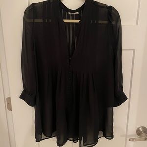 Joie sheer black flowy pleated top